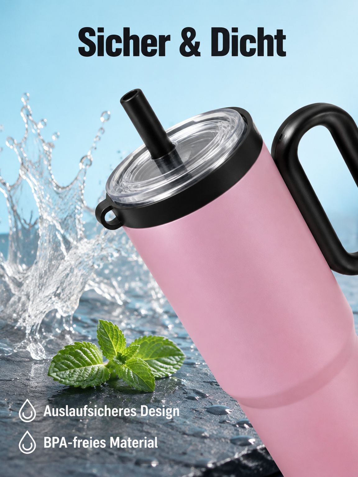 Stylischer und großer Edelstahl-Thermobecher/Eisbecher