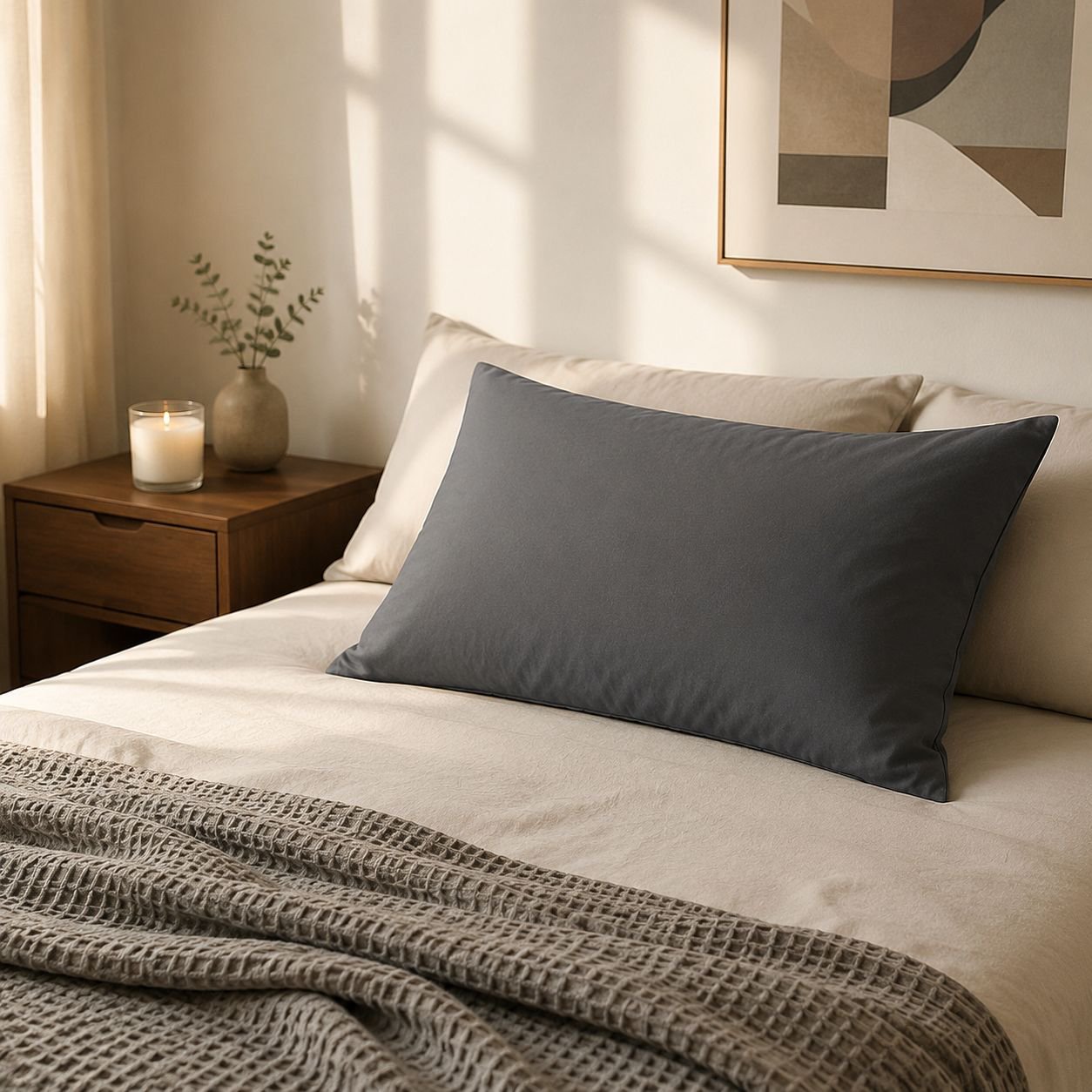 Brushed cotton pillowcase enhancing bedroom comfort