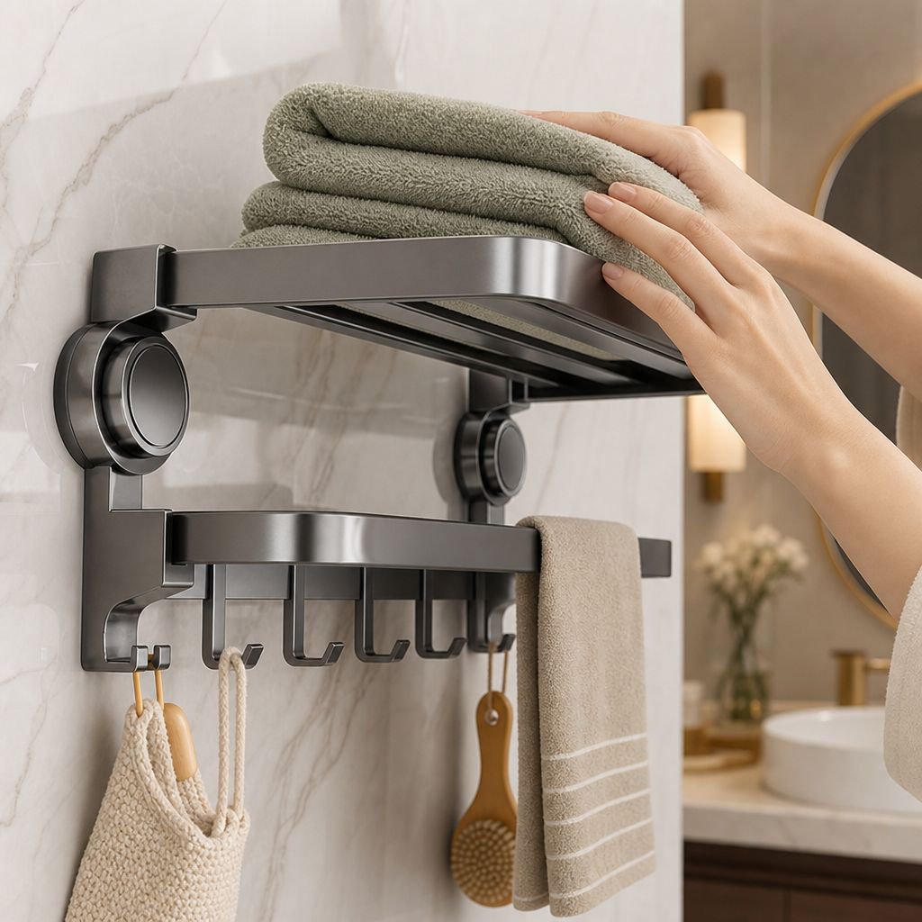 Étagère murale de salle de bain sans perçage à ventouse
