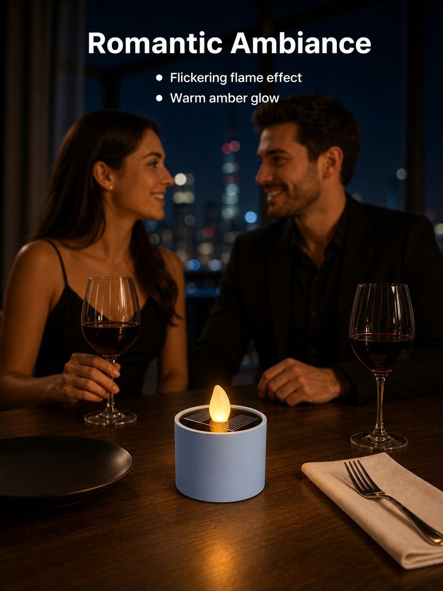 Solar-powered candle night light