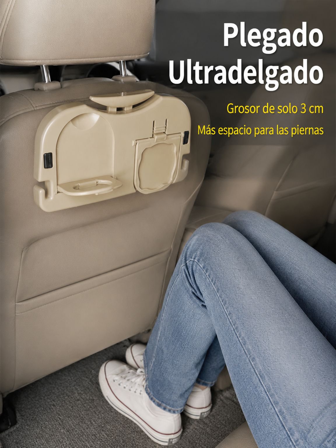 Portavasos plegables en la parte trasera del coche