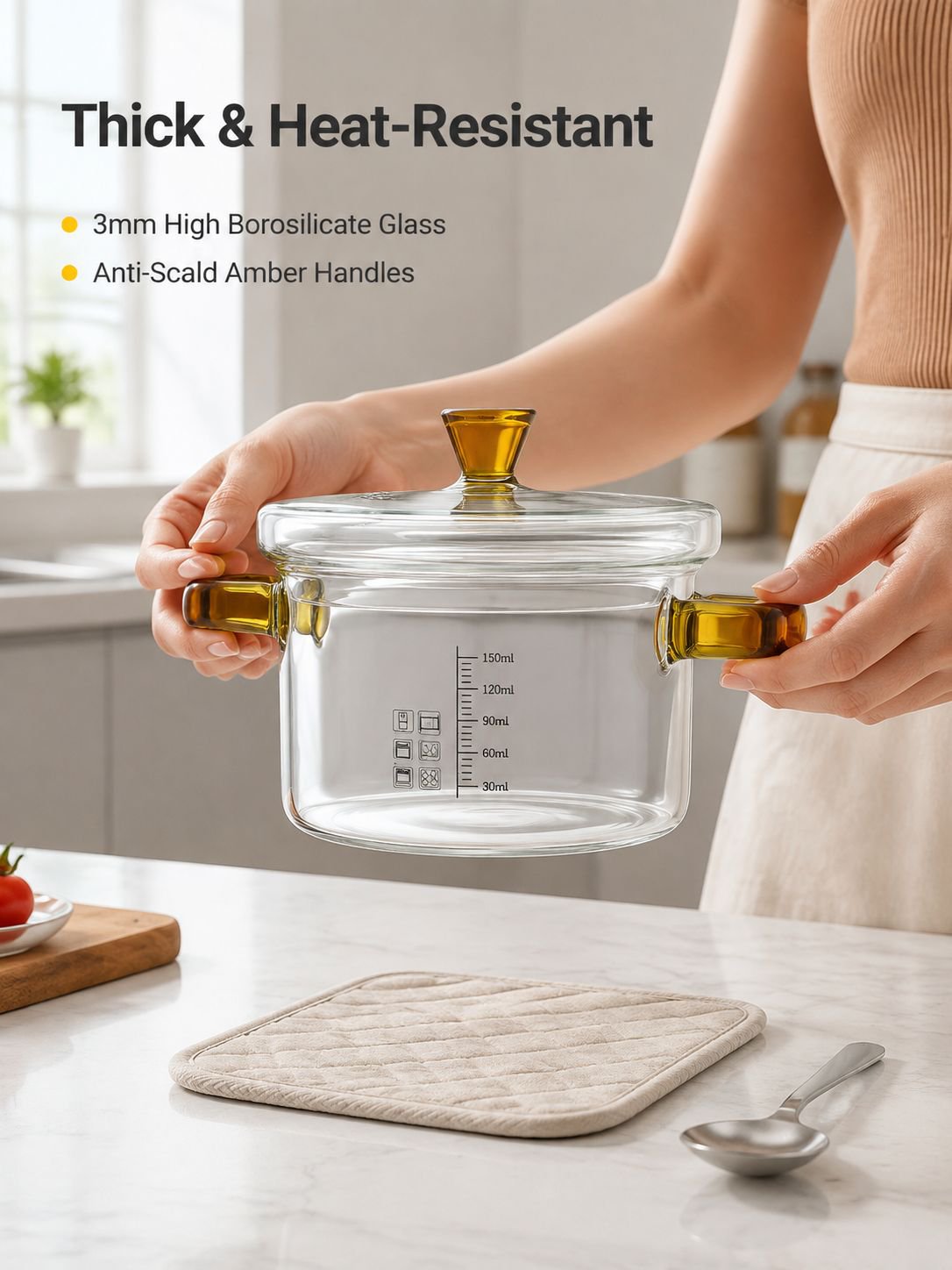 High borosilicate glass stew pot