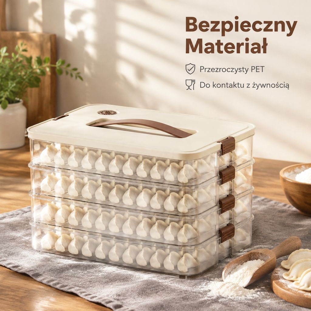 Domowe pudełko na pierogi do lodówki, szybkie mrożenie i świeżość