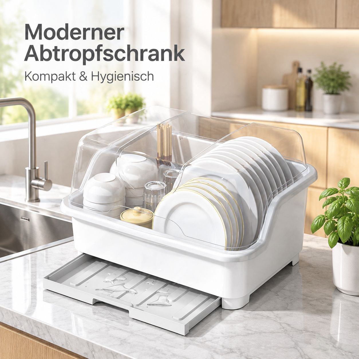Geschirrabtropfgestell mit Abdeckung