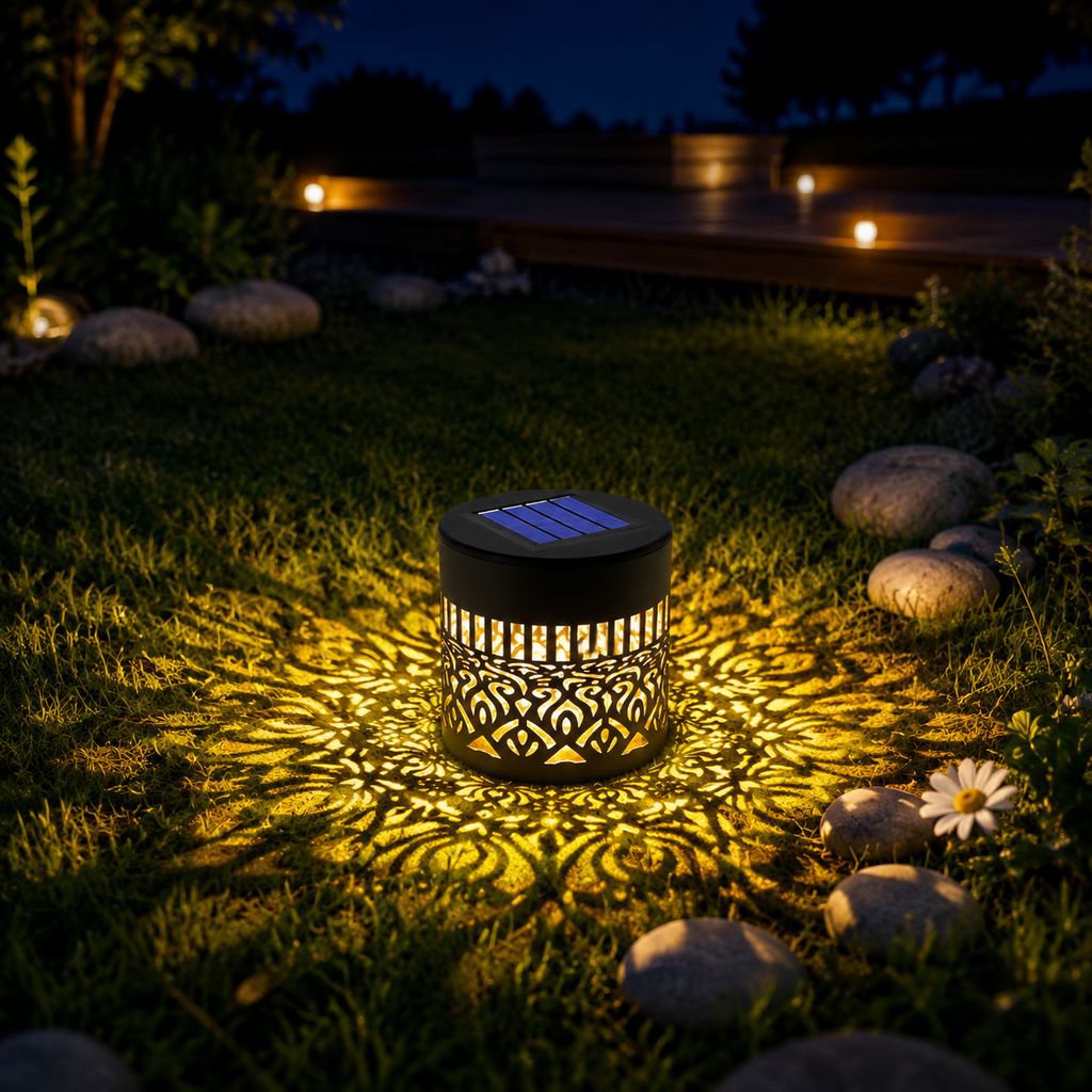 Waterproof Solar Courtyard Wall Lamp, Auto Sensor Mandala Decorative Light