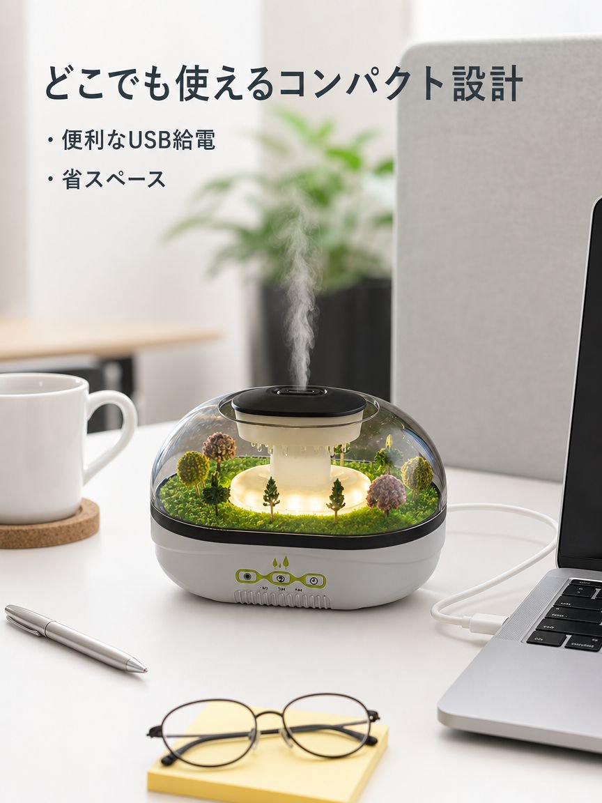 USB超音波静音アロマ加湿器 ミニチュアレインドロップ雰囲気ライト 家庭用寝室用精油ディフューザー