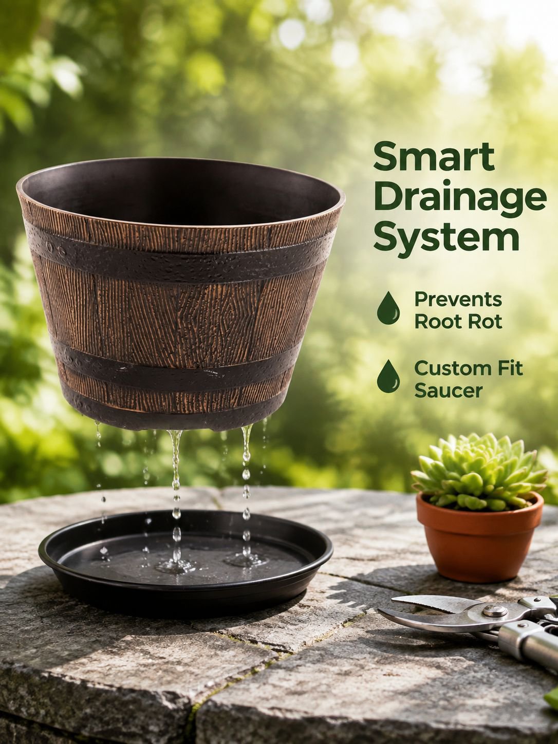 Thickened Wooden Barrel Flower Pot