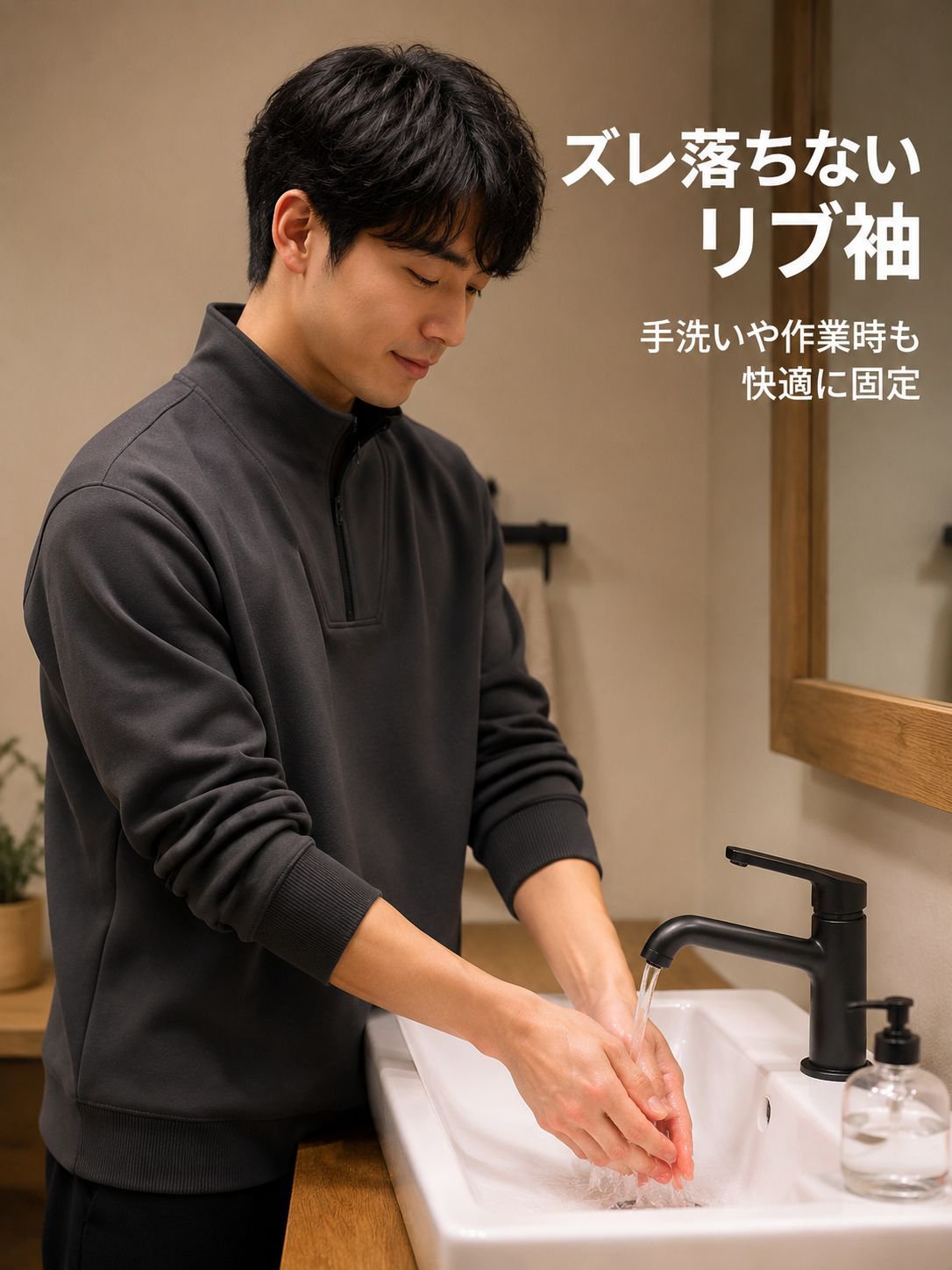 アウトドアにもぴったりなメンズスタンドカラープルオーバー