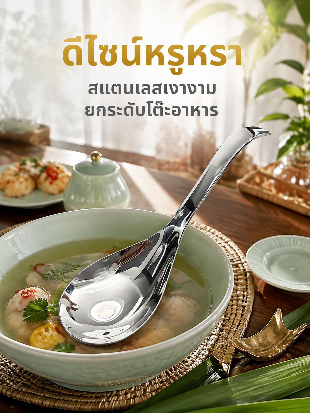 ทัพพีขนาดใหญ่สำหรับซุปและโจ๊ก