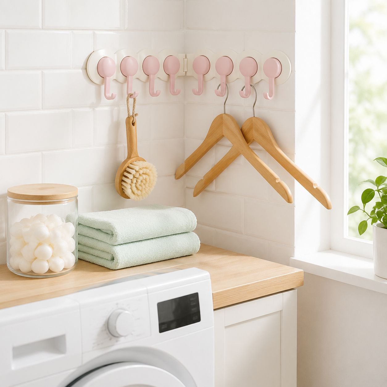 Entryway corner hook rack for jackets and hats