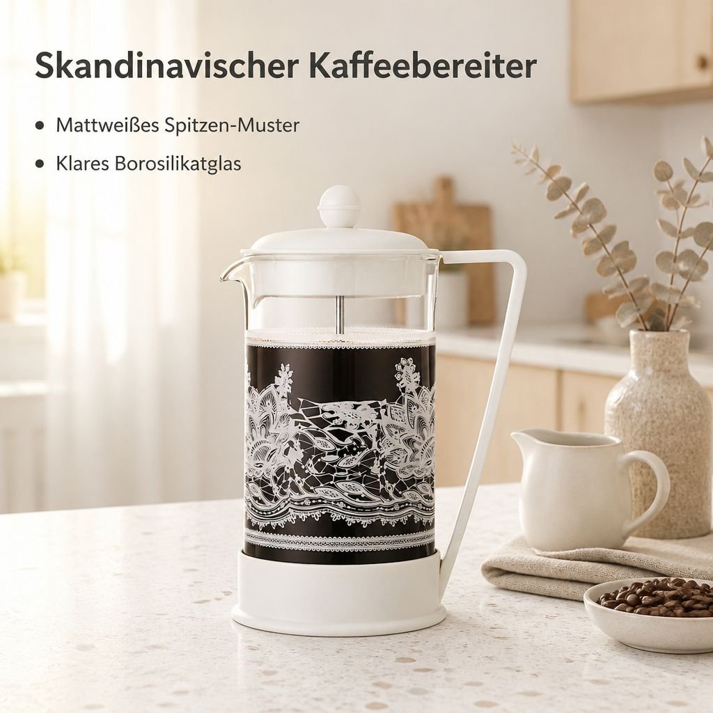 French Press Kaffeebereiter Glas Stempelkanne mit Edelstahl-Filter
