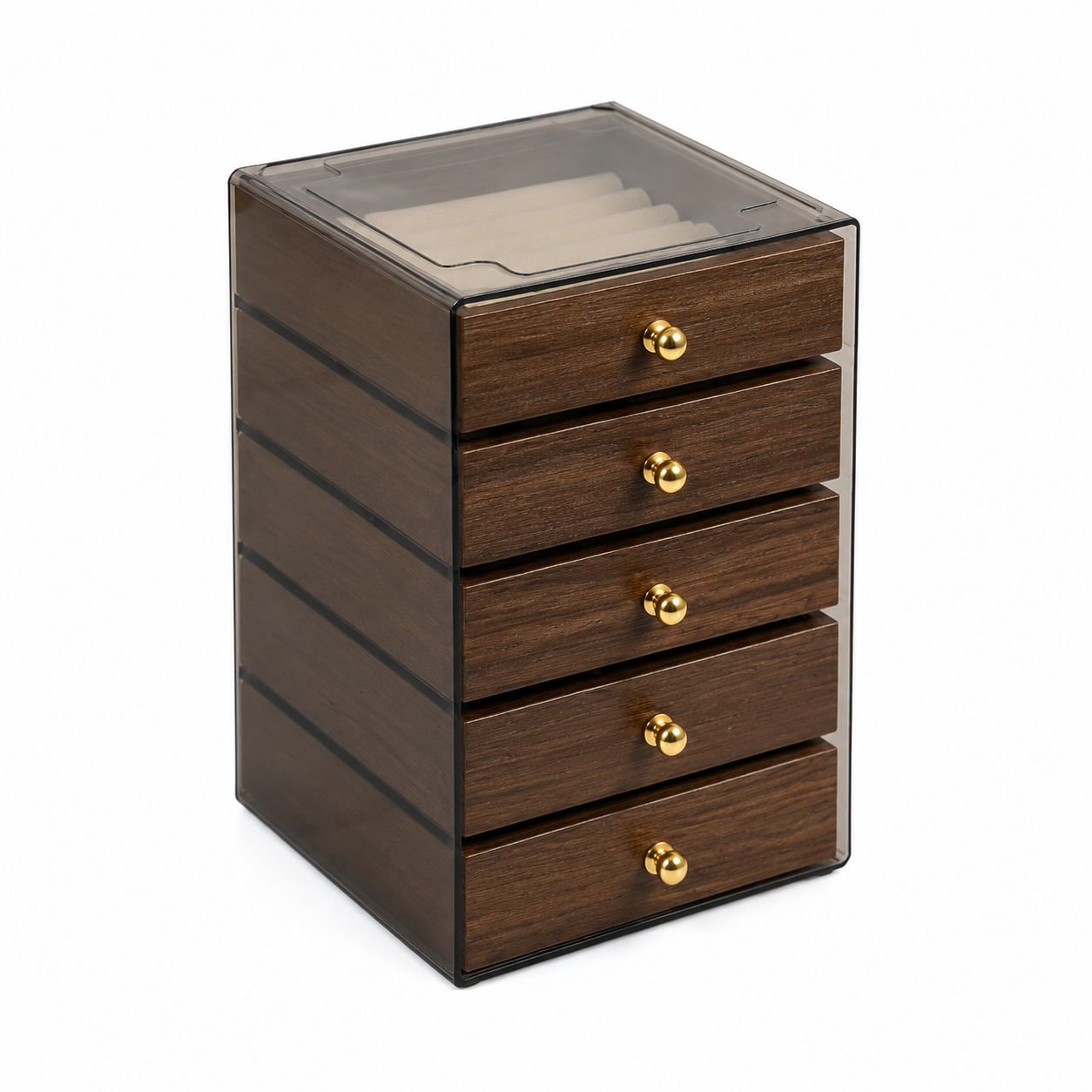 Multifunctional Walnut Jewelry Box for Various Accessories, Elegant and Practical