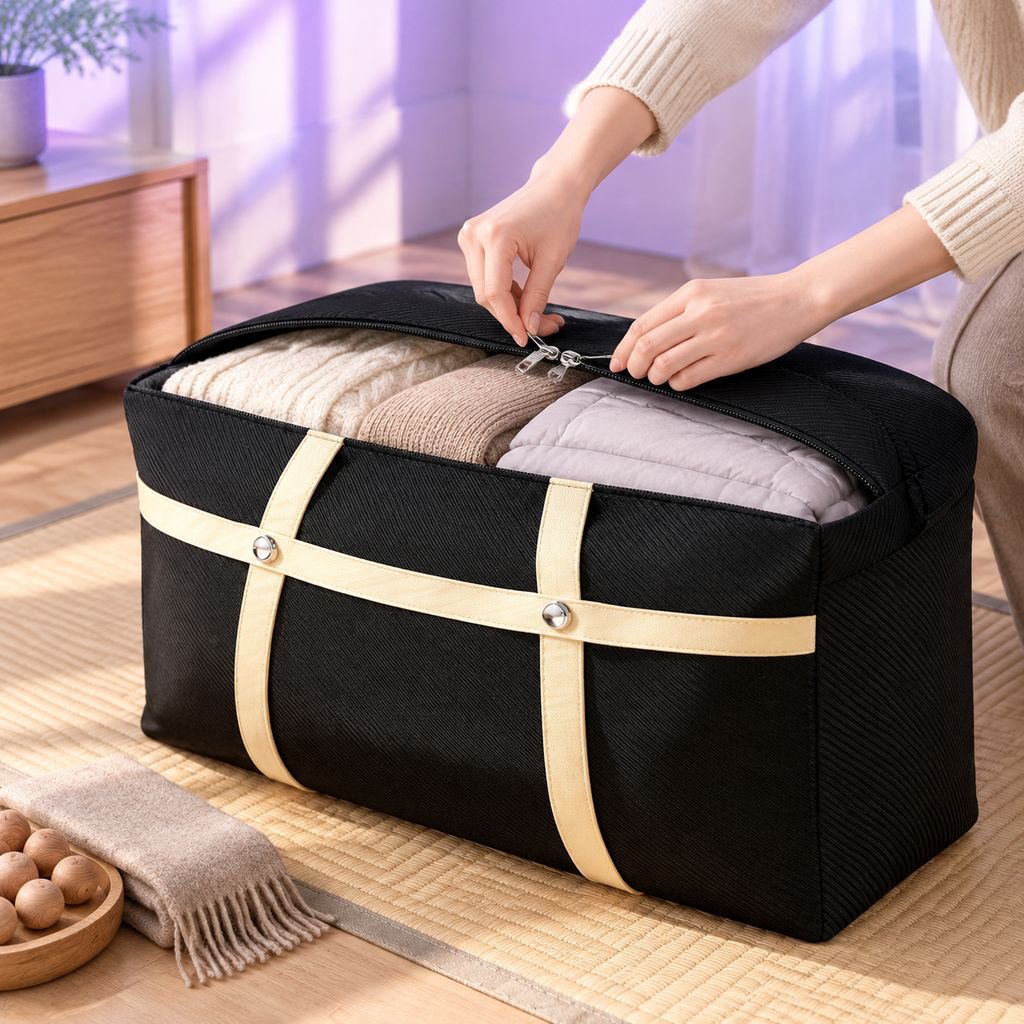 防湿仕様の収納バッグで季節用品を保管