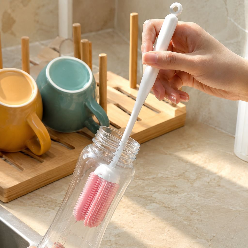 Cepillo multiusos de silicona para limpiar vasos