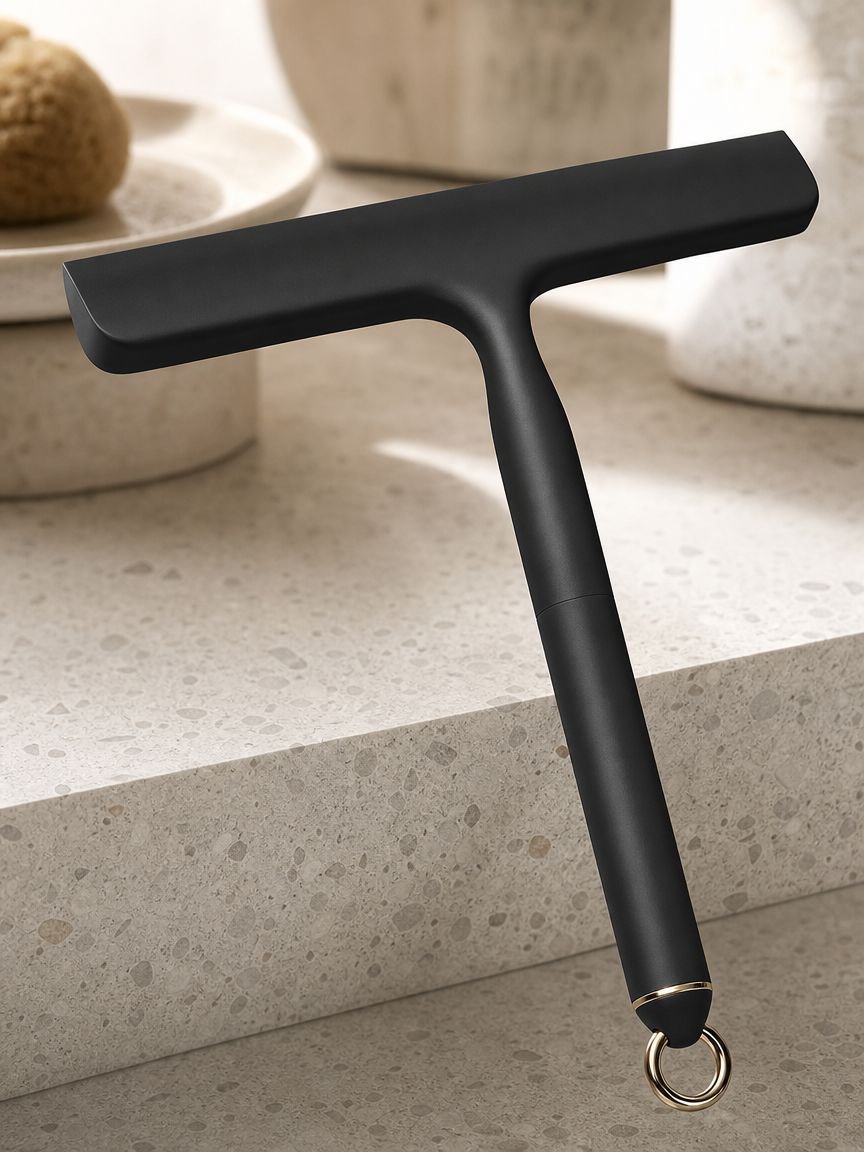 Efficient plastic squeegee for glass surfaces