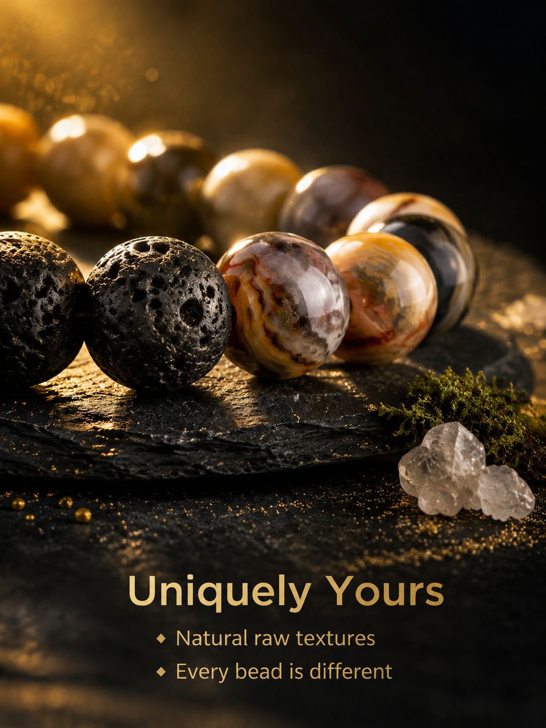 4pcs Gorgeous Stone Healing Crystal Elastic Bead Bracelets, Tiger Eye Stone, Volcanic Stone, White T