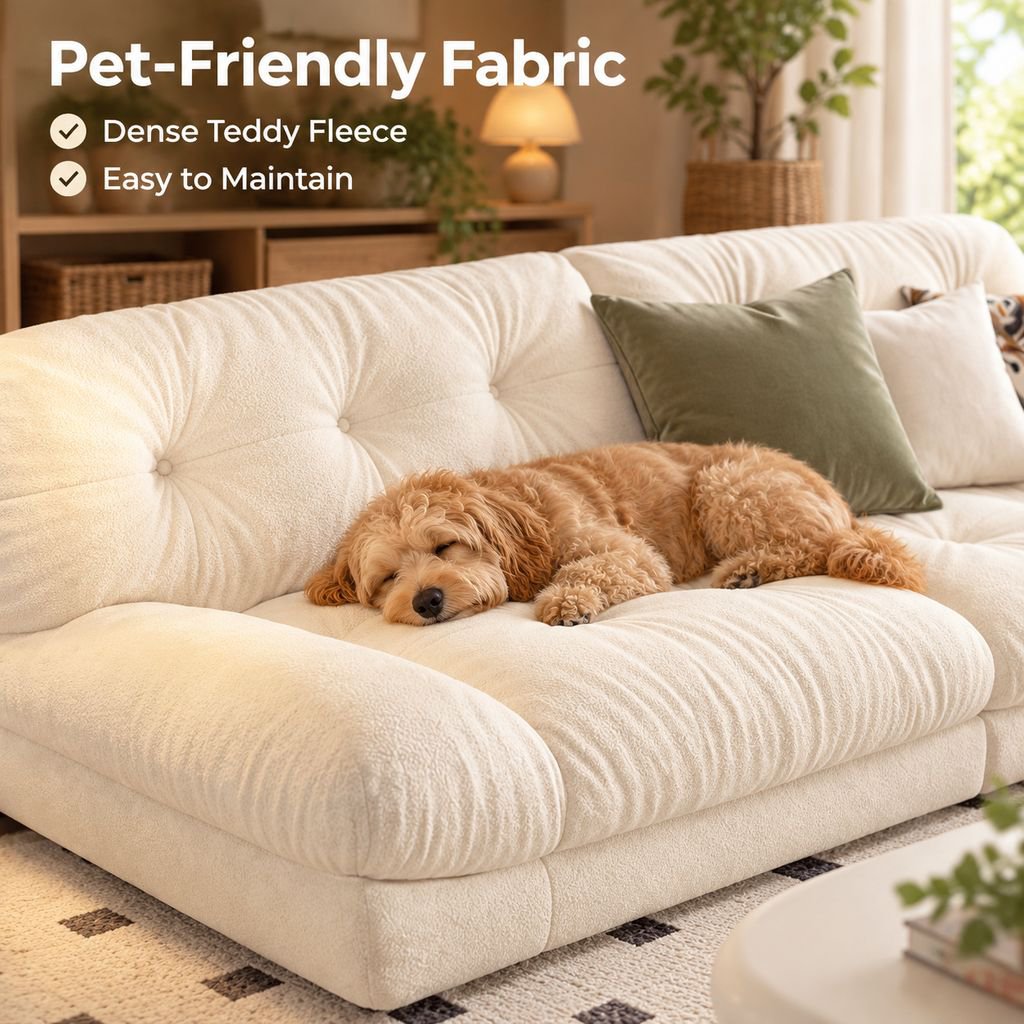 Cream-Style Fabric Sofa