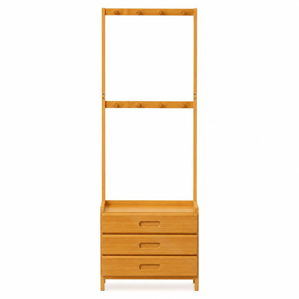 Home Bedroom Bedside Clothes Hanger and Storage Floor Rack