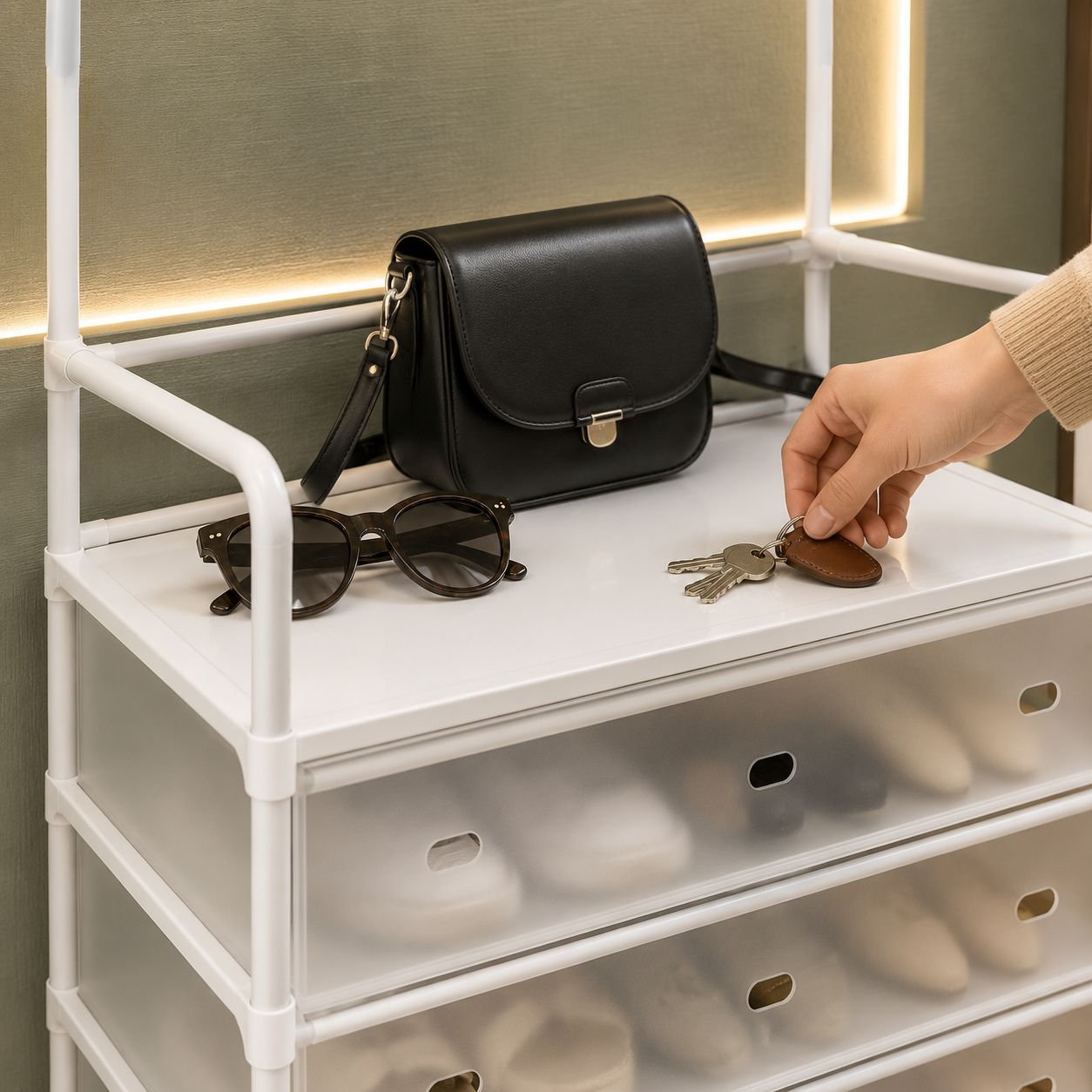 Simple shoe rack layered entry-level home multi-layer dust-proof storage rack with door saving space