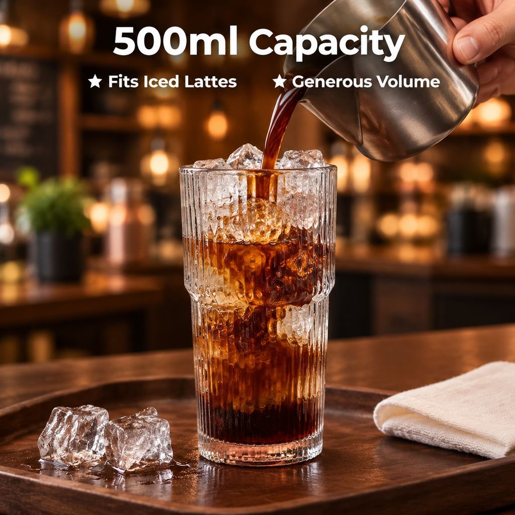 Vertical Stripe Clear Glass Cup