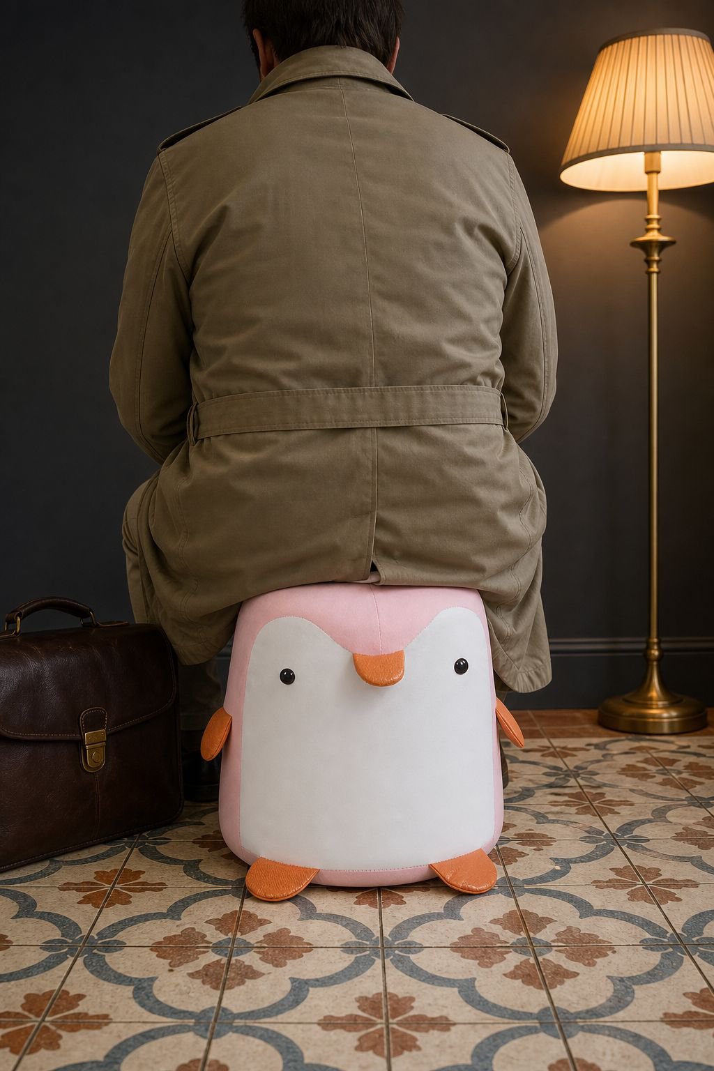 Penguin Poop Shaped Solid Wood Door Stool