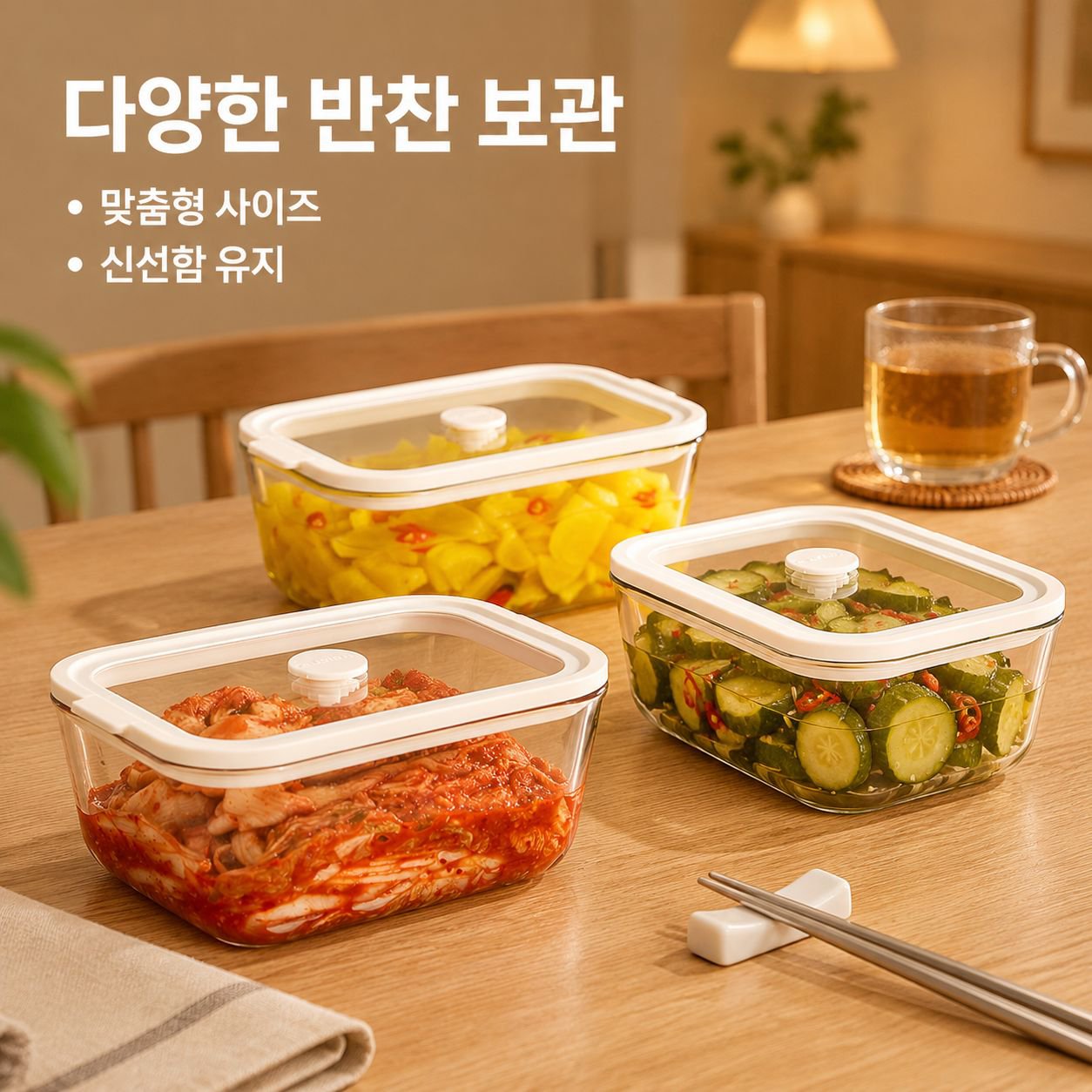 피클 및 김치 전용 유리 용기