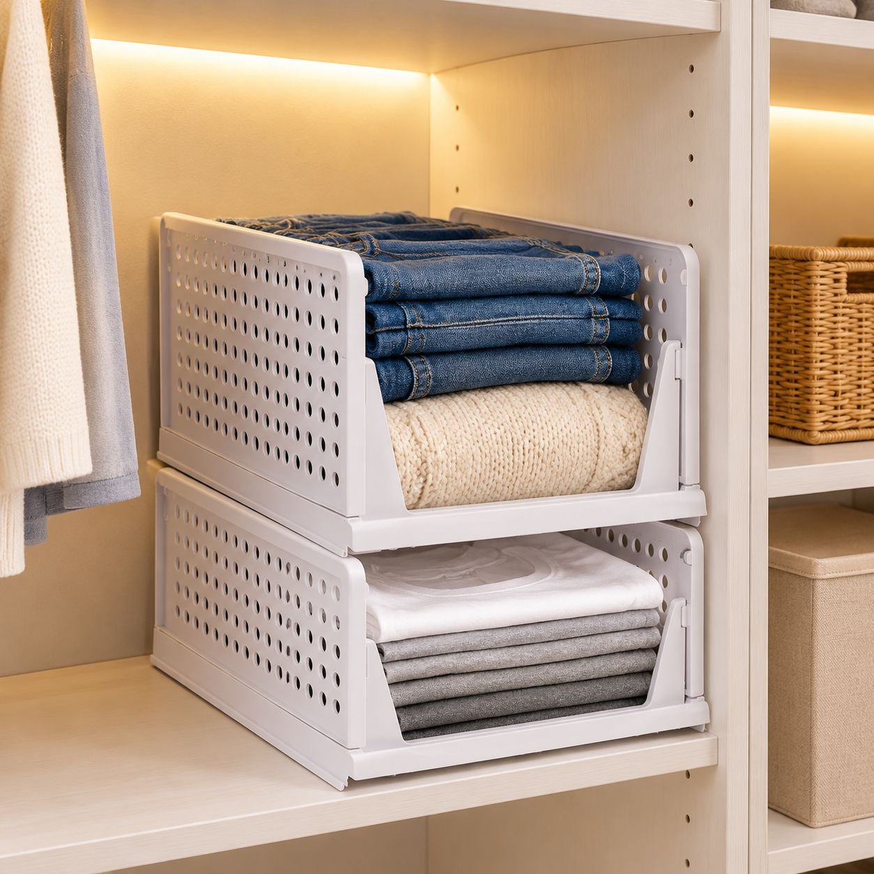 Multi-layer Plastic Wardrobe Drawer Storage Rack