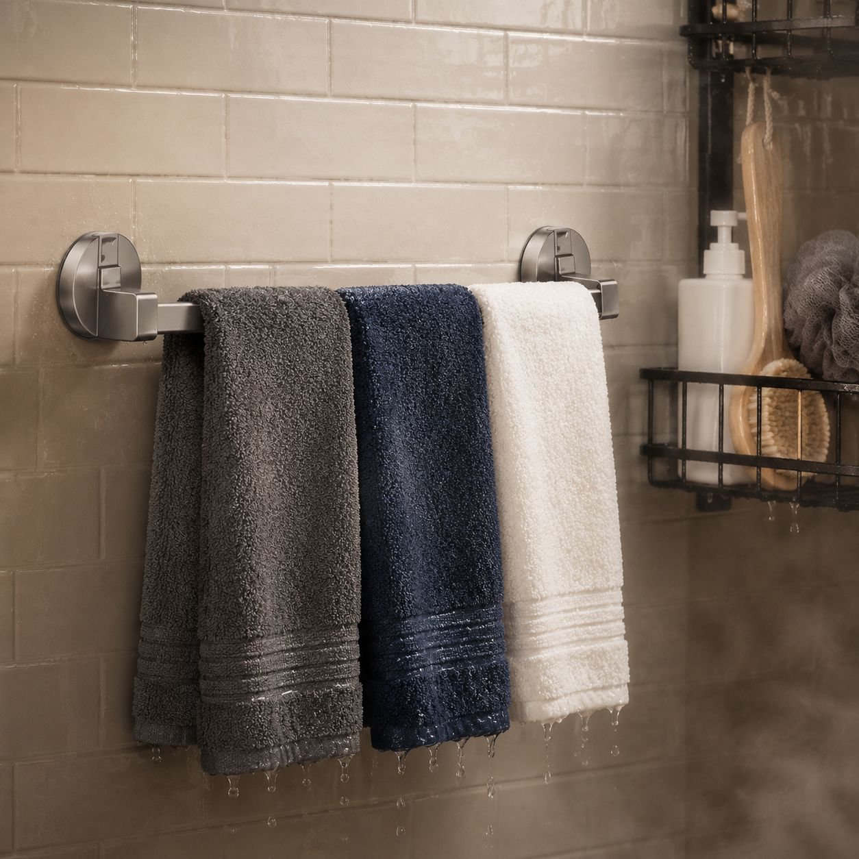 No-Drill Moisture-Proof Suction Cup Towel Rack, Strong Load-Bearing for Home Use
