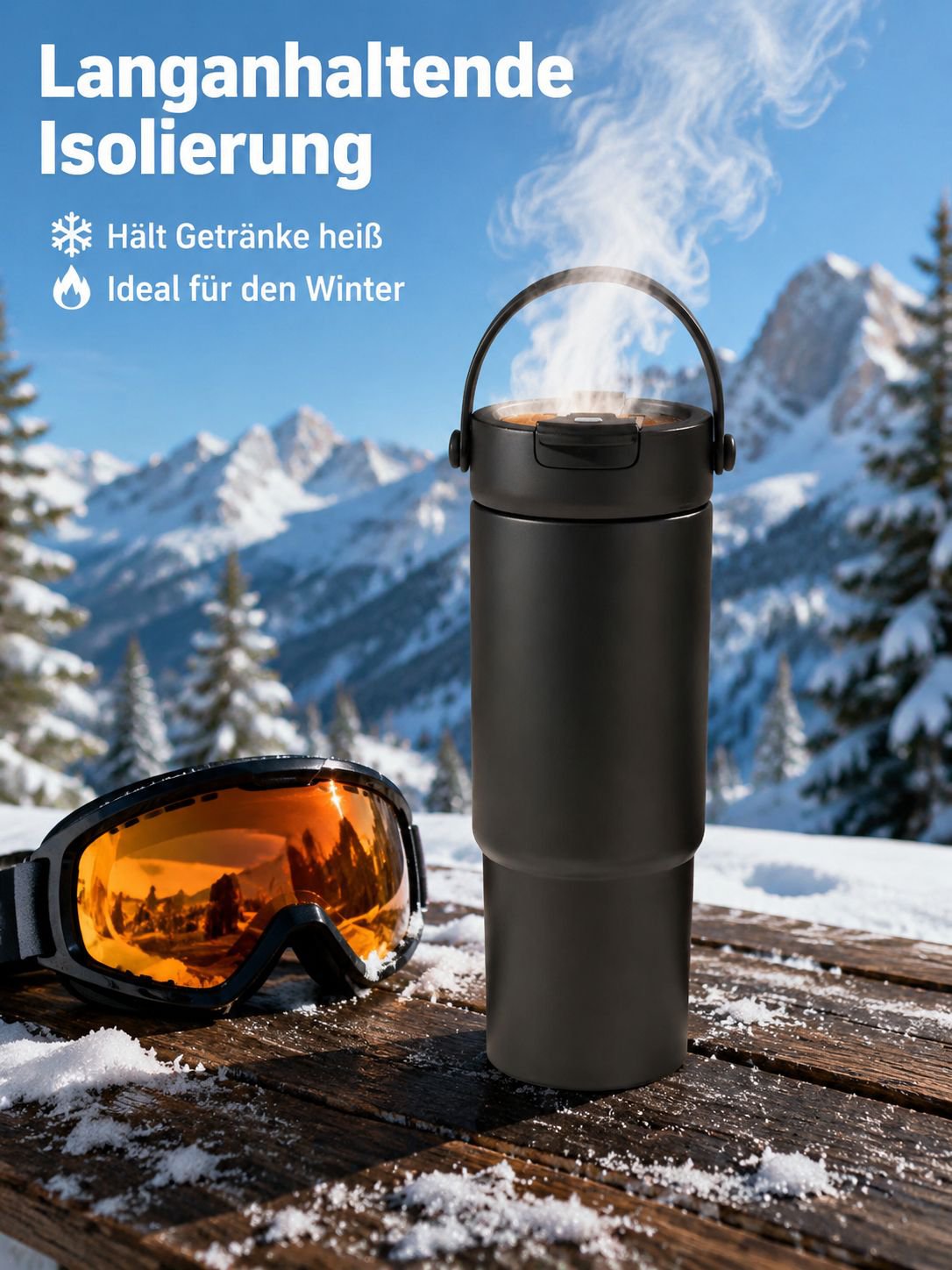 Stylische Keramik-Thermoflasche mit viel Volumen