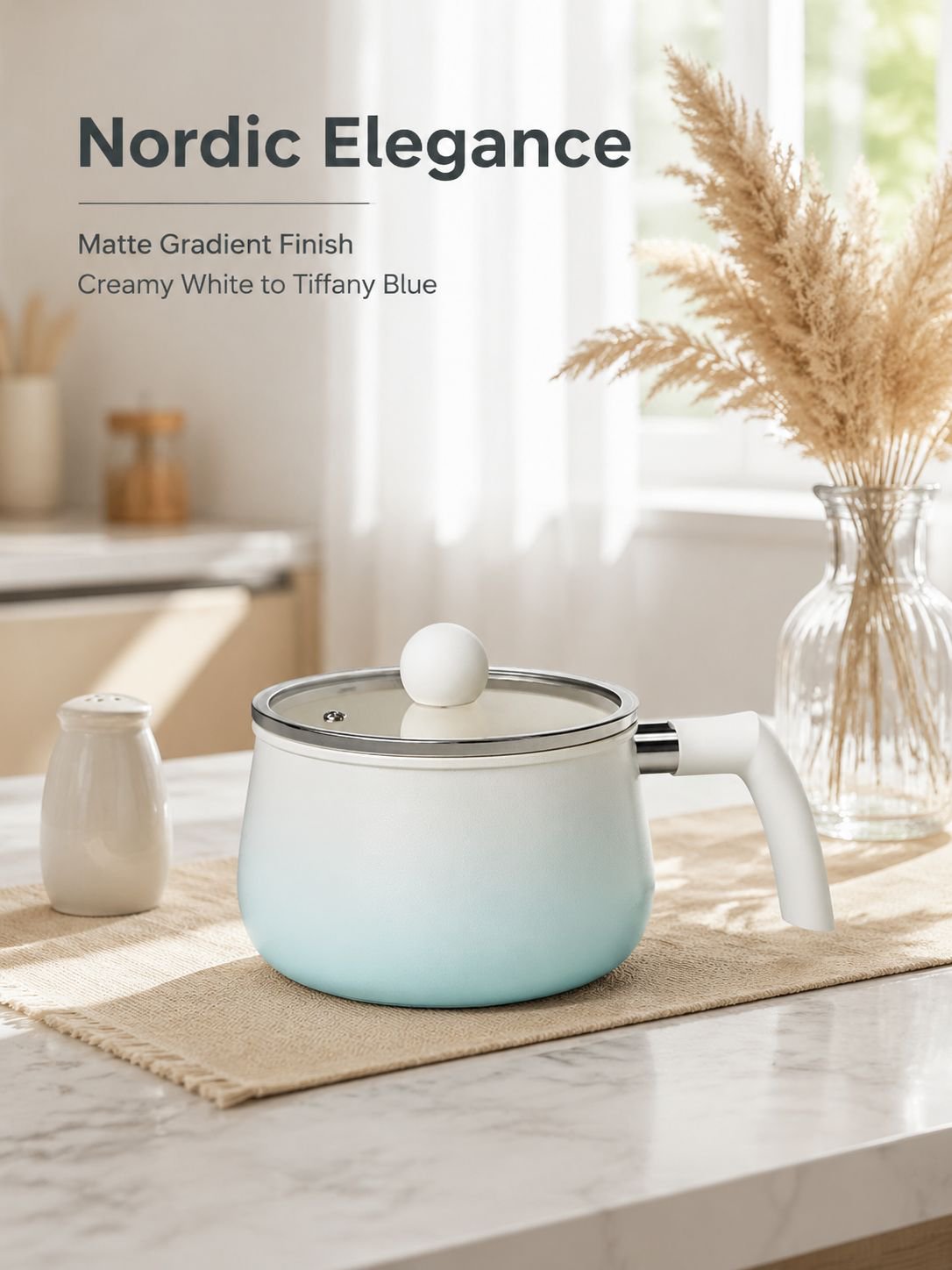 Fluorine-Free Gradient Blue Ceramic Milk Pan