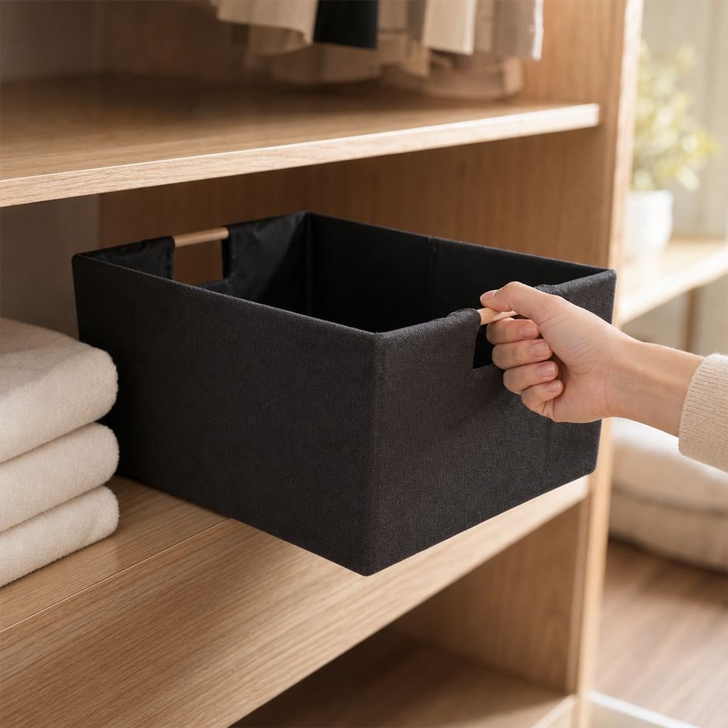 Stylish fabric basket enhancing home decor