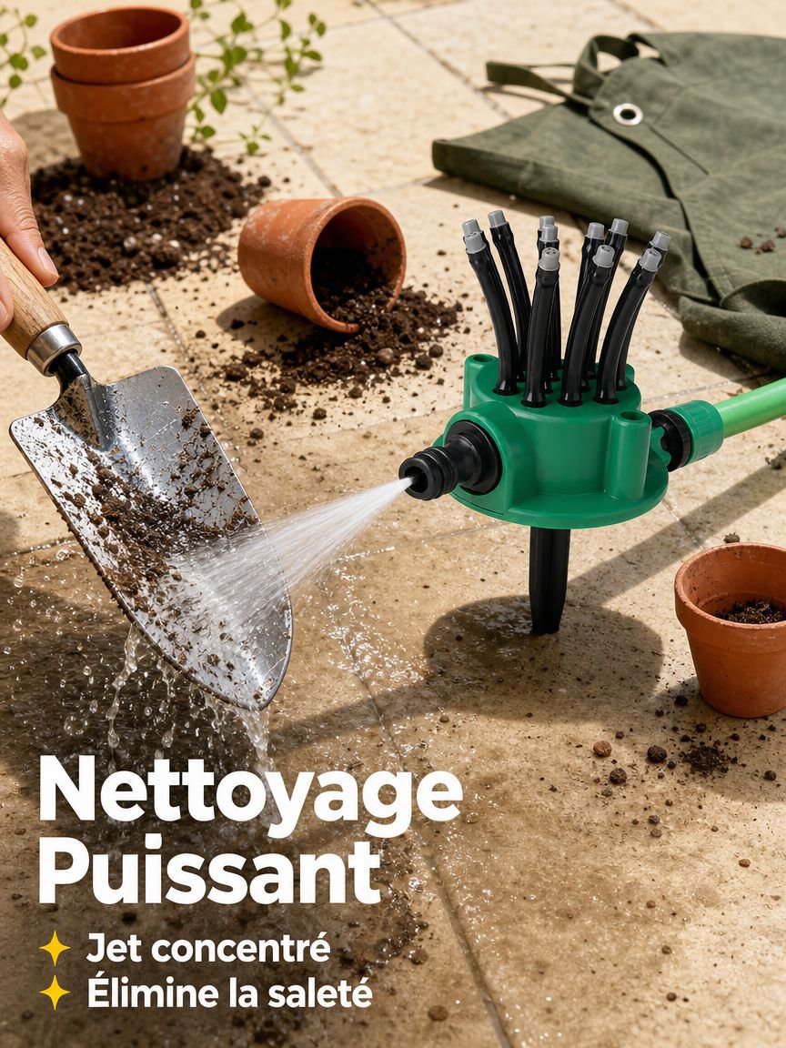 Installation facile de l'arroseur multifonction sur une pelouse