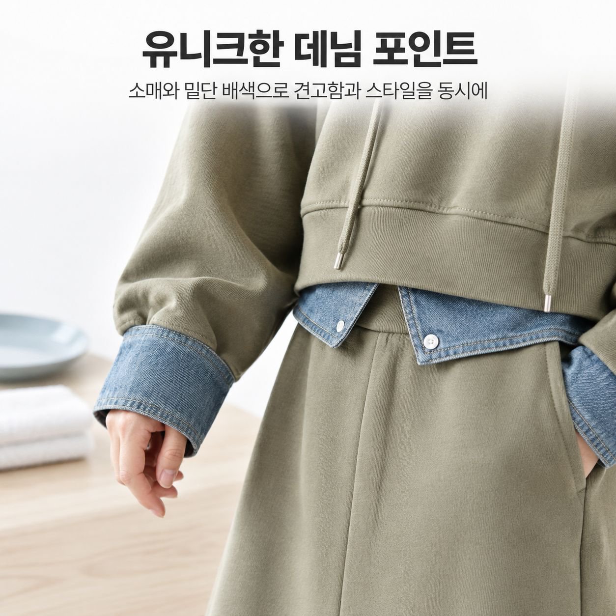 빅사이즈 여성 가을 후드 세트패션 트렌디한 날씬해 보이는 미디스커트 투피스