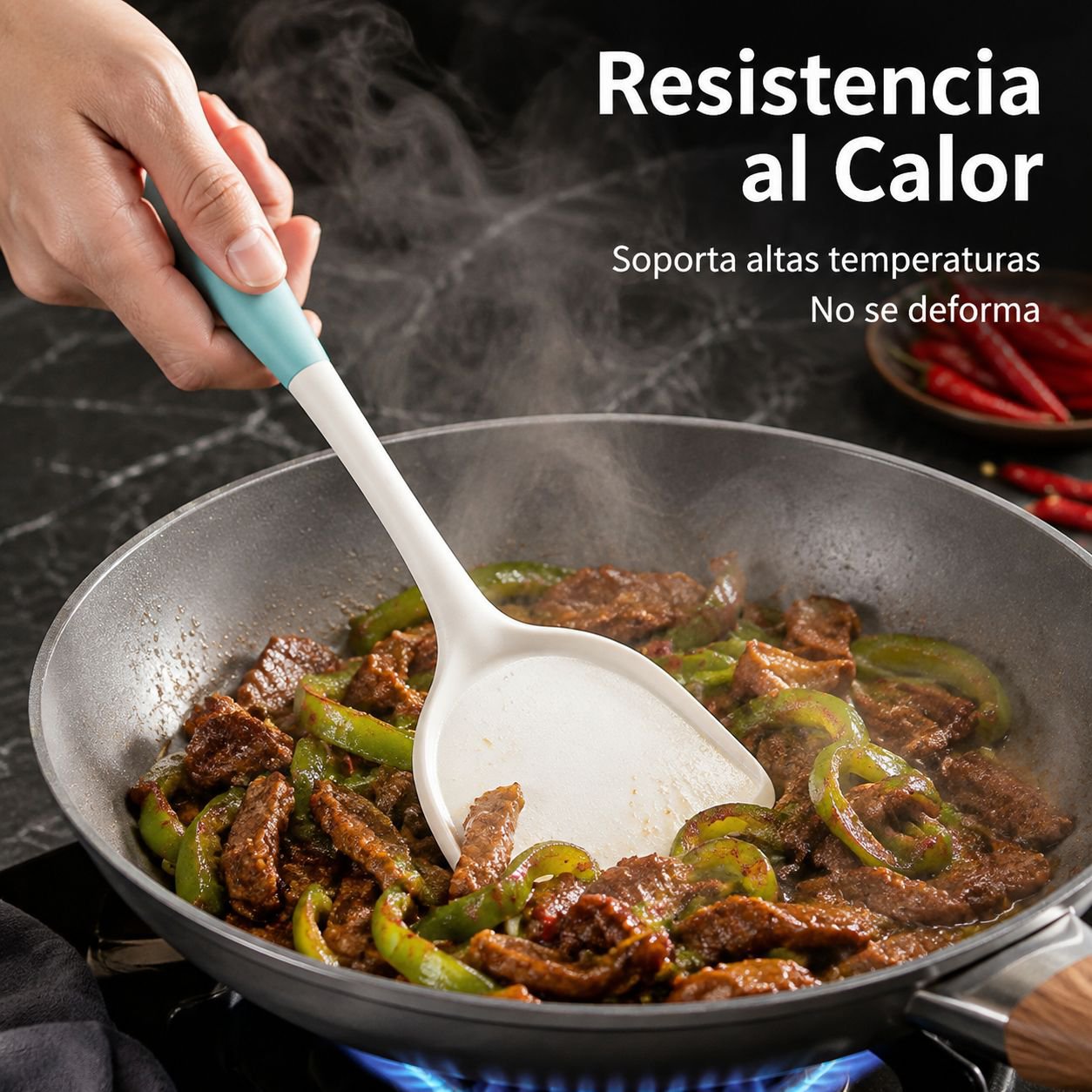 Espátula de silicona para utensilios antiadherentes