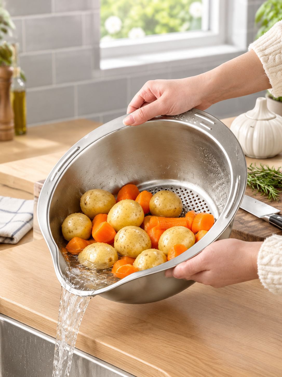 Multi-functional vegetable washing and draining basin for kitchen use