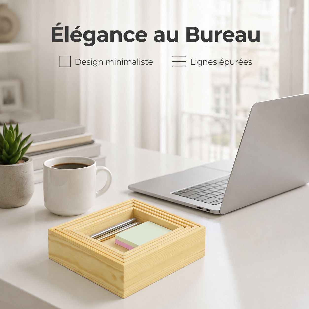 Boîte de rangement de bureau en bois