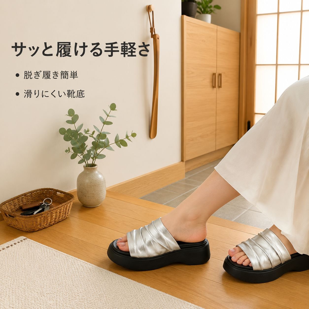 リゾートカジュアル厚底一字型レディースサンダル 夏