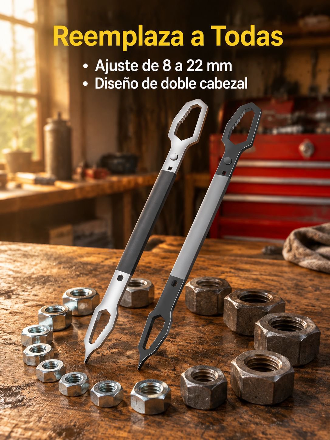 Llave multiusos de apriete rápido y doble extremo