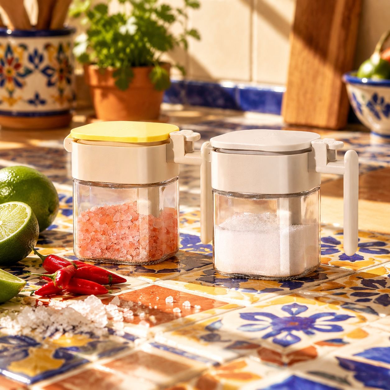 Bote de especias con cuchara separada, sellado y a prueba de humedad