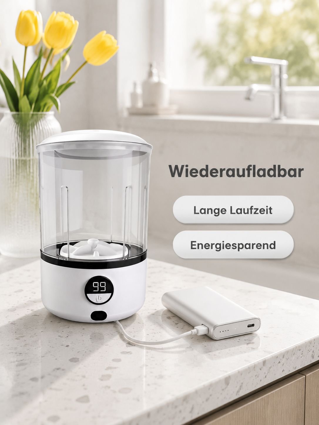 Tragbare kabellose Mini-Waschmaschine für Unterwäsche mit digitaler Anzeige, kleine Waschbecher