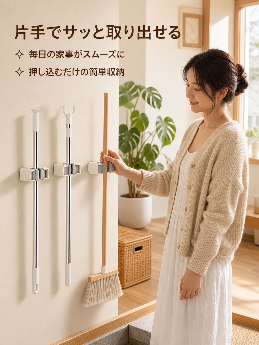 浴室用壁掛けほうきクリップ