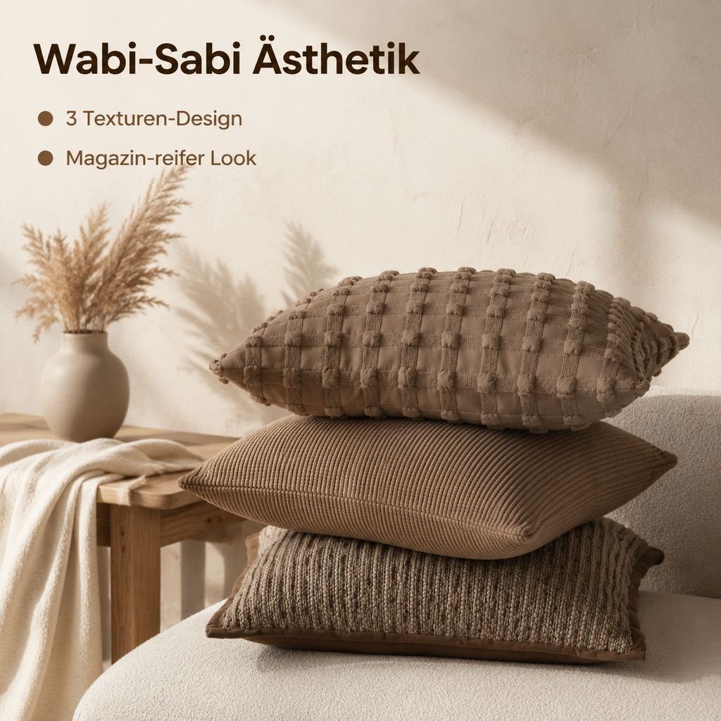 Minimalistisches Kissen/Lendenkissen im Wabi-Sabi-Stil in Braun