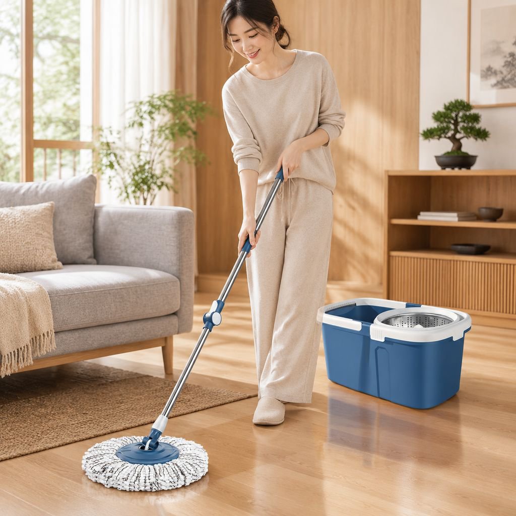 ダブルドライブ 回転モップ 厚手バケツ 乾湿両用