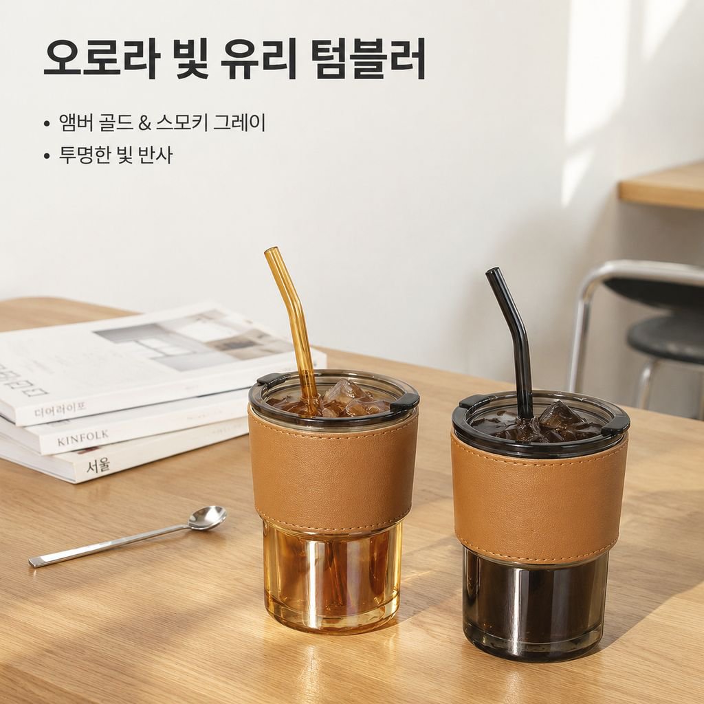 빨대와 뚜껑이 있는 대나무절 유리컵