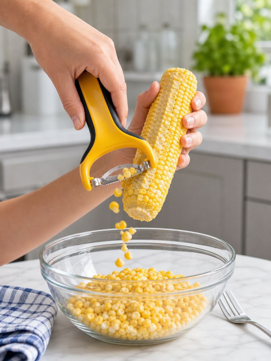 Multi-functional corn peeler peeling corn kernels