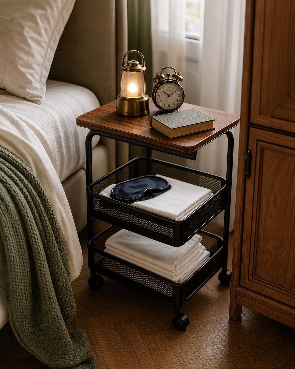 Rolling storage cart for office supplies