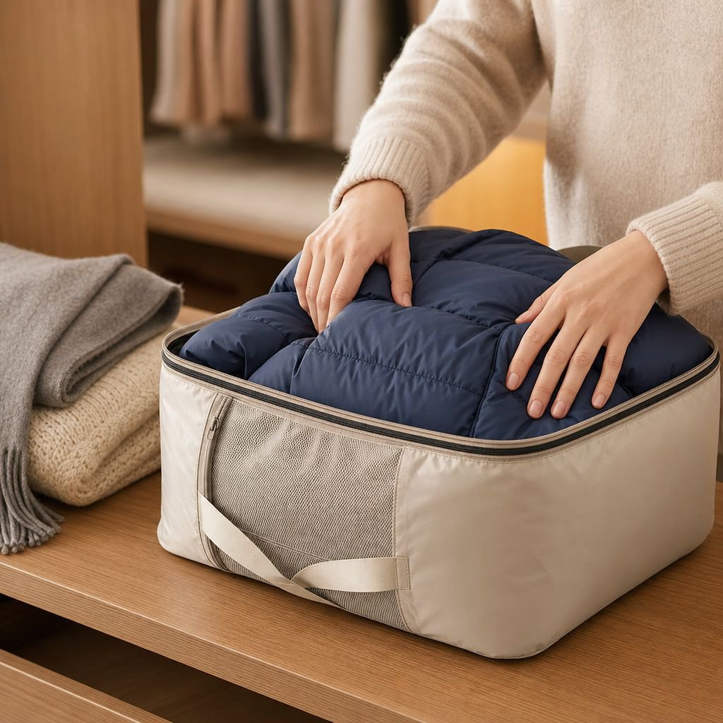 Down jacket storage bag for home organization