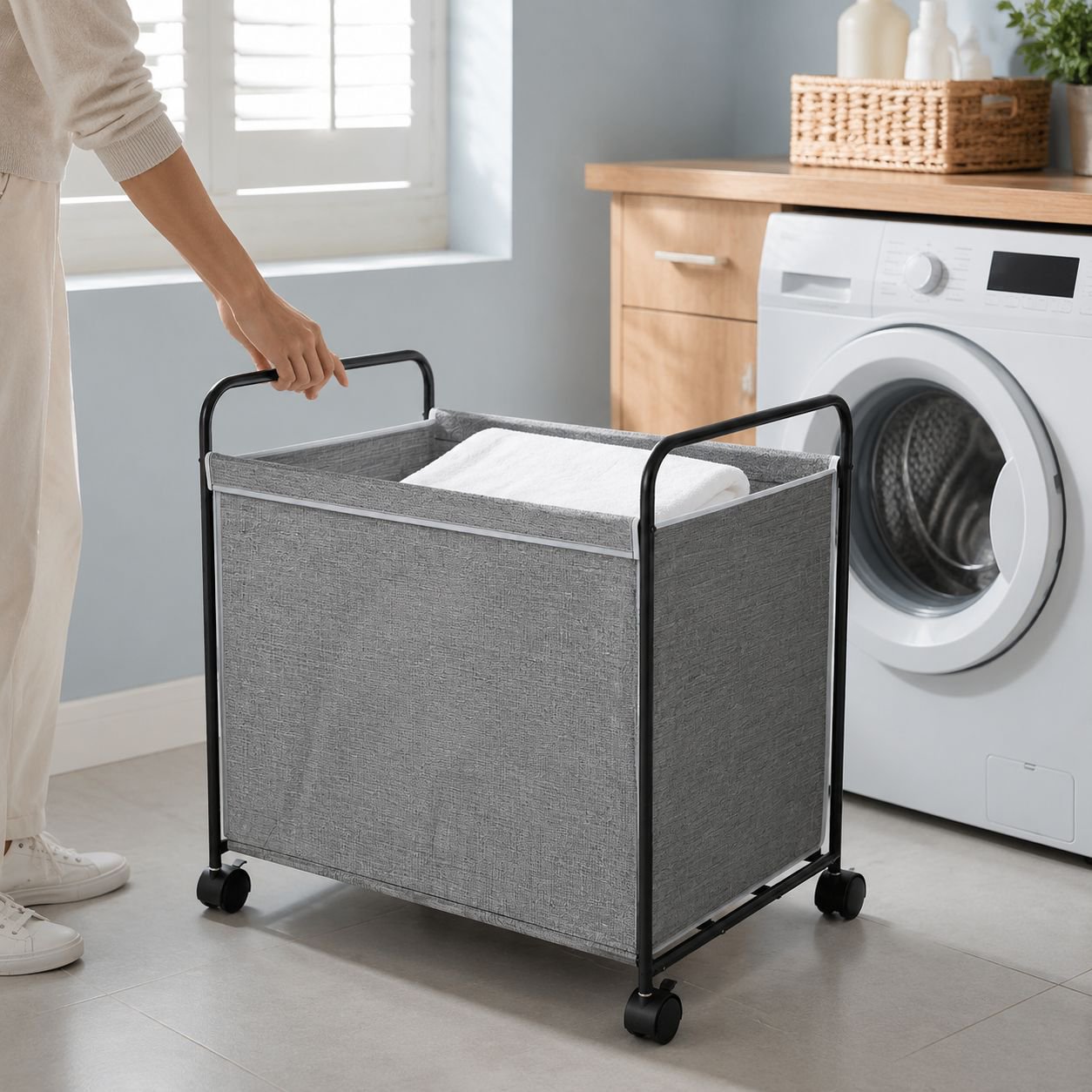 Foldable laundry hamper for easy storage