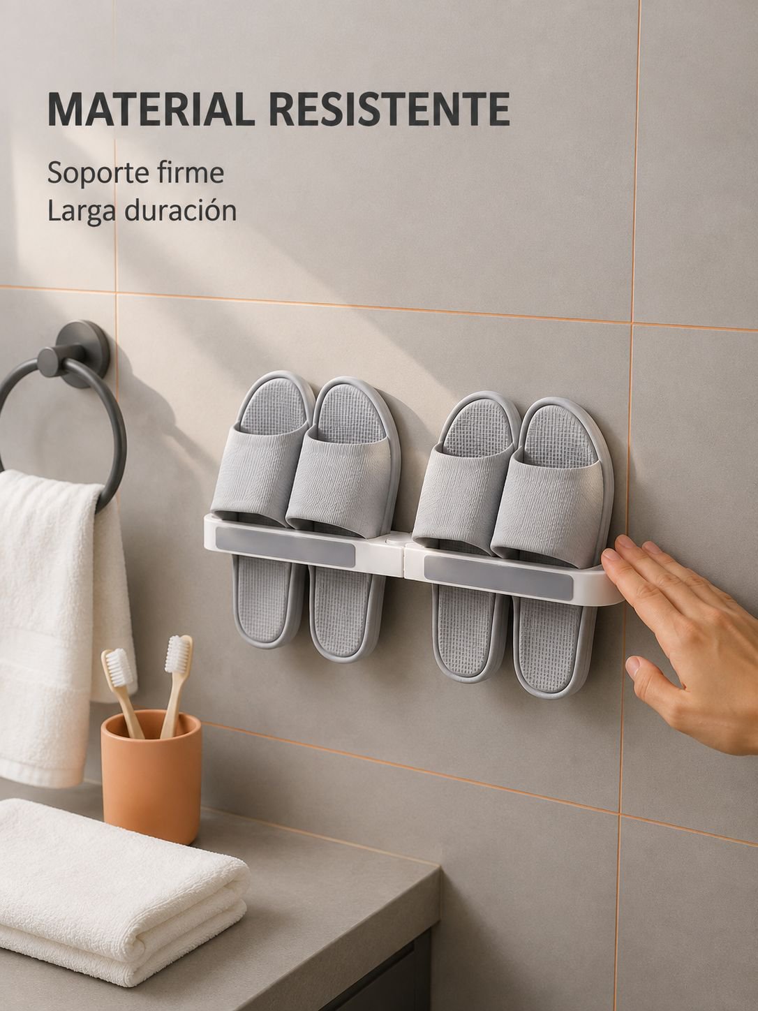 Soporte para zapatillas de baño sin taladro, estante de pared para escurrir y organizar zapatos