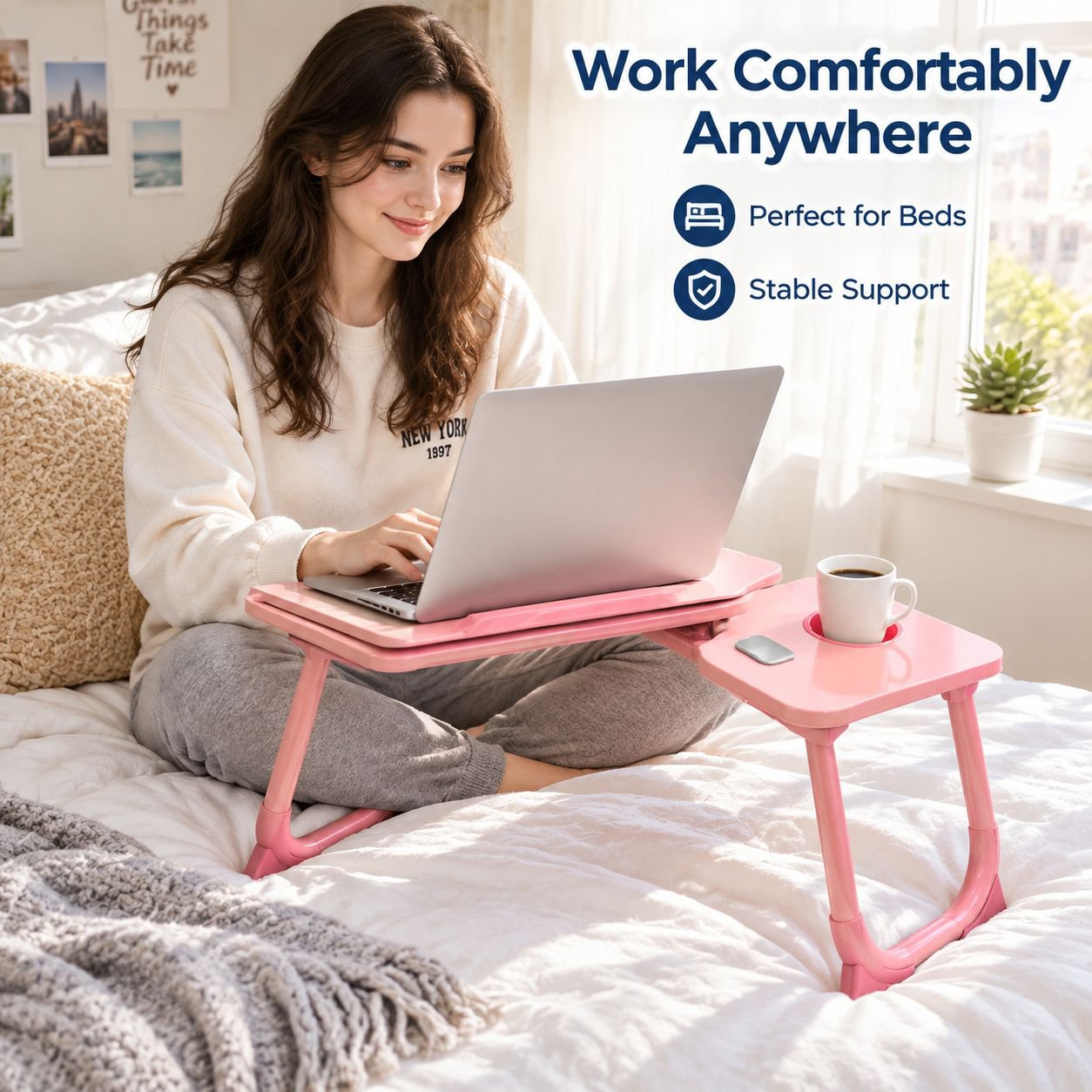 Foldable Adjustable 5-Level Bed Desk